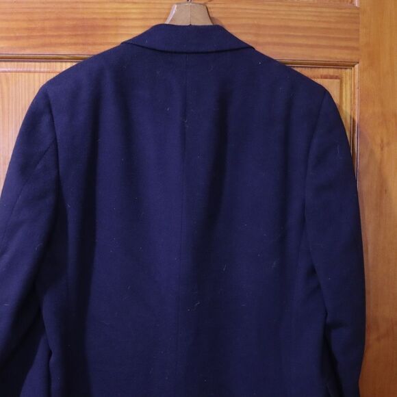 Hart Schaffner & Marx Silver Trumpeter Blazer 100% Cashmere Over Coat Navy Blue - Picture 8 of 15